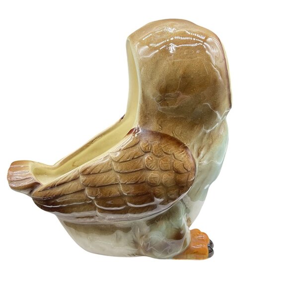 Vintage Owl Ceramic Planter Pot Brown & Cream Glossy Finish Andrea by Sadek - Picture 3 of 7